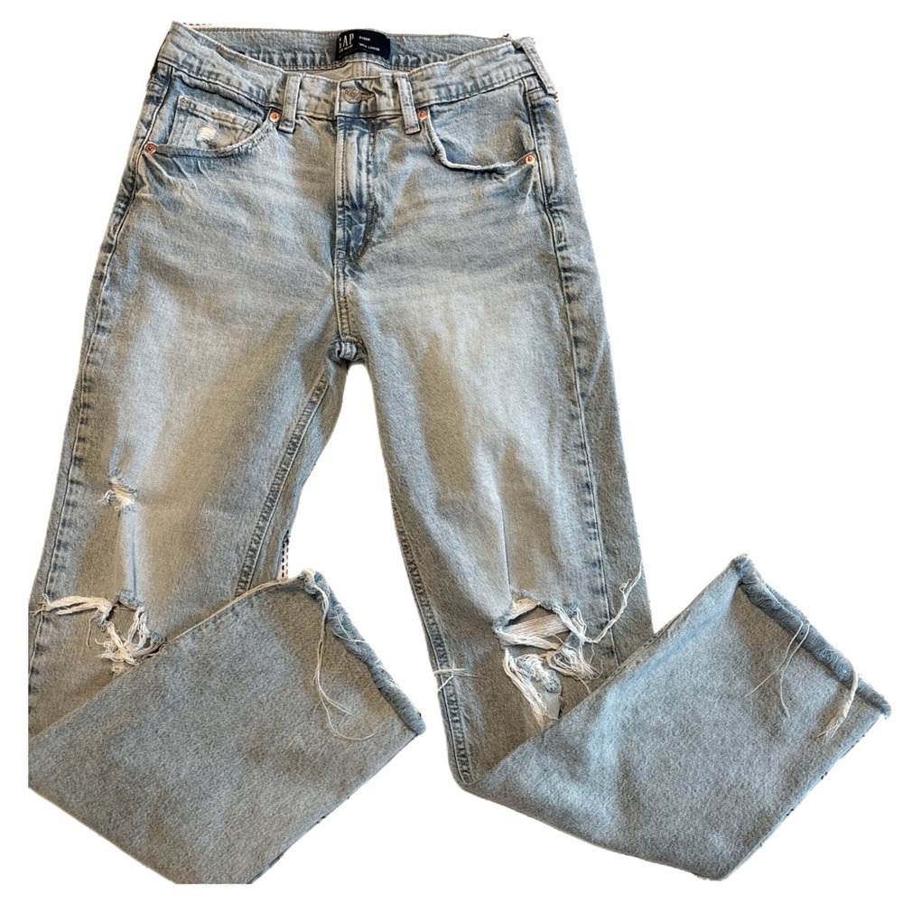 GAP Y2K Light Blue Distressed 90’s Loose Jeans Size 2 26 Waist
